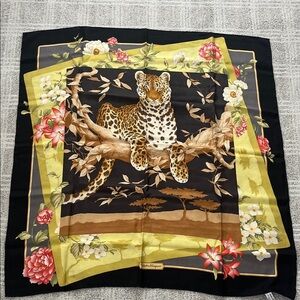 Salvatore Ferragamo Yellow and Black Silk Scarf